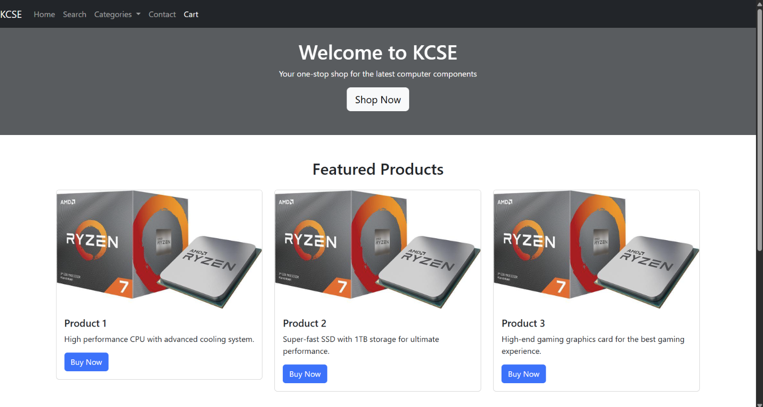 E-commerce Home page